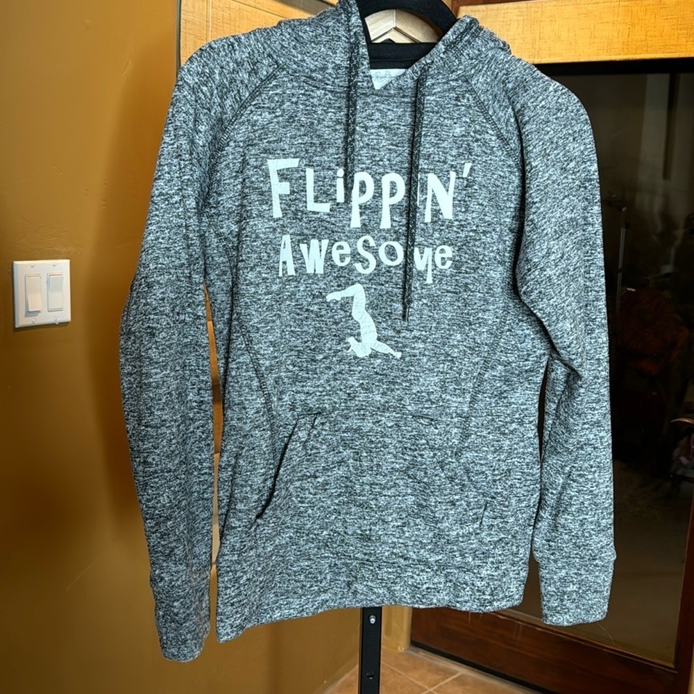 J America Space Gray Black Gymnastics Flippin Awesome Hoodie Size Small